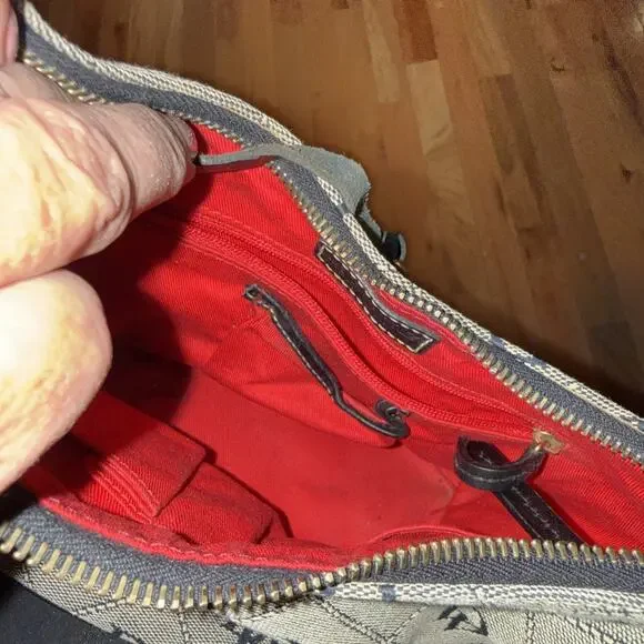 DOONEY & BOURKE SIGNATURE CLOTH & LEATHER SMALL HOBO BUCKET HANDBAG *NICE* - Picture 10 of 14